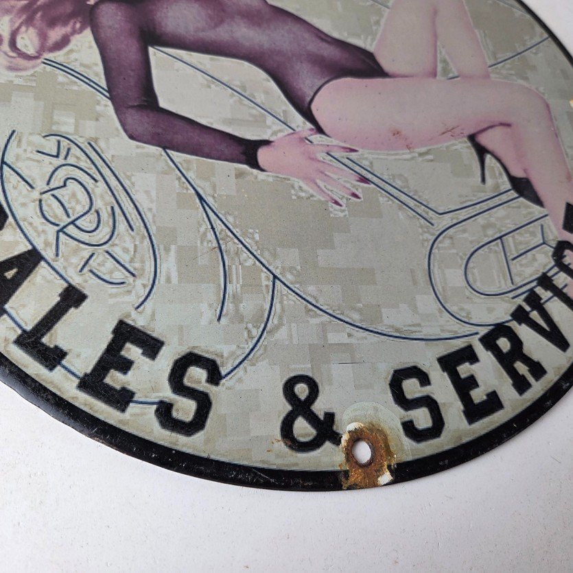 Vintage BMW Sign - Motorcycle Gas Pump Service Auto Porcelain Sign - Image 11