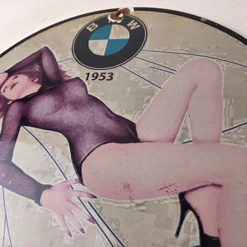 Vintage BMW Sign - Motorcycle Gas Pump Service Auto Porcelain Sign - Image 12
