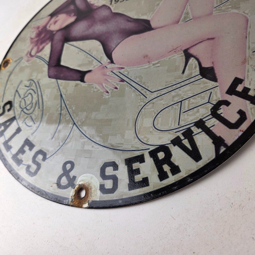 Vintage BMW Sign - Motorcycle Gas Pump Service Auto Porcelain Sign - Image 14