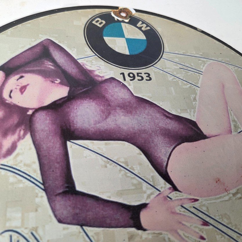 Vintage BMW Sign - Motorcycle Gas Pump Service Auto Porcelain Sign - Image 5