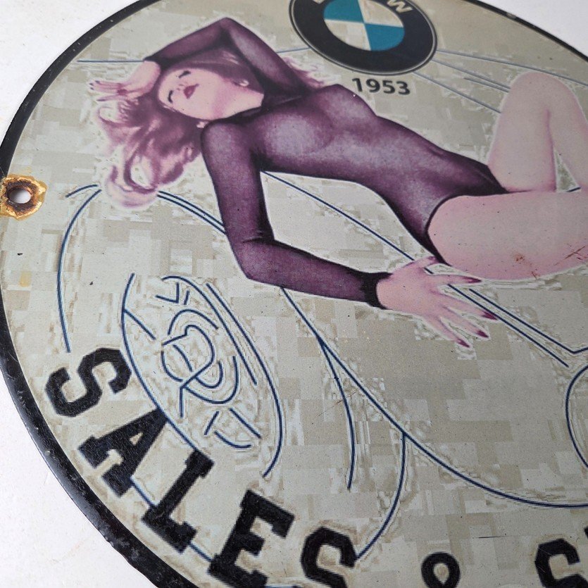 Vintage BMW Sign - Motorcycle Gas Pump Service Auto Porcelain Sign - Image 6