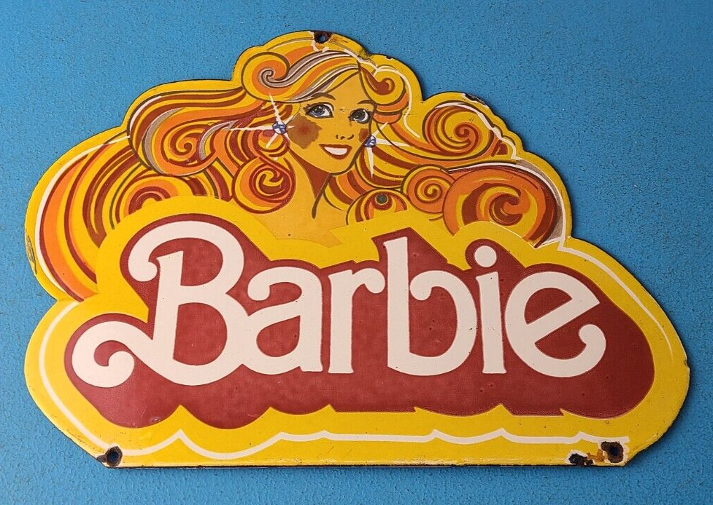 Vintage Barbie Mattel Toys Sign Porcelain Advertisement Store Gas Pump Sign 305879361658