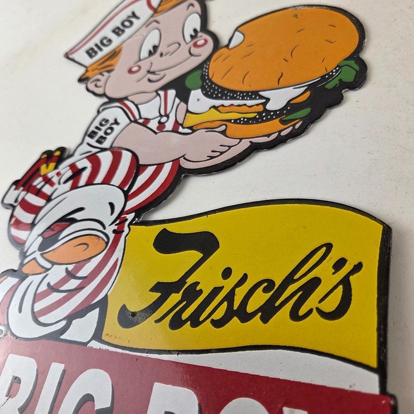 Vintage Big Boy Sign - Frischs Fast Food Porcelain Gas Pump Sign - Image 13