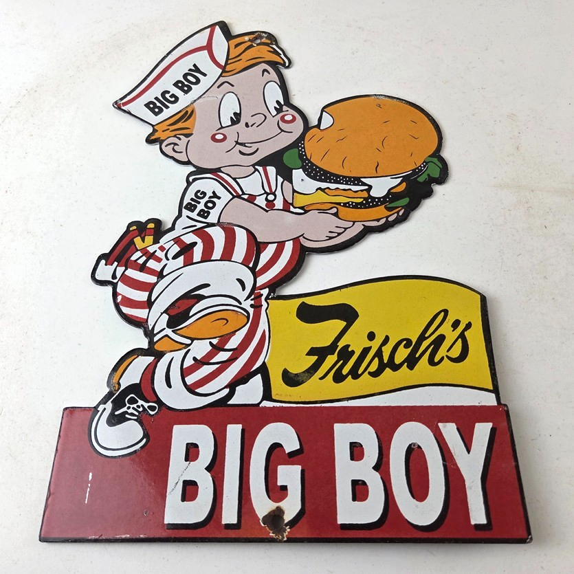 Vintage Big Boy Sign - Frischs Fast Food Porcelain Gas Pump Sign - Image 15