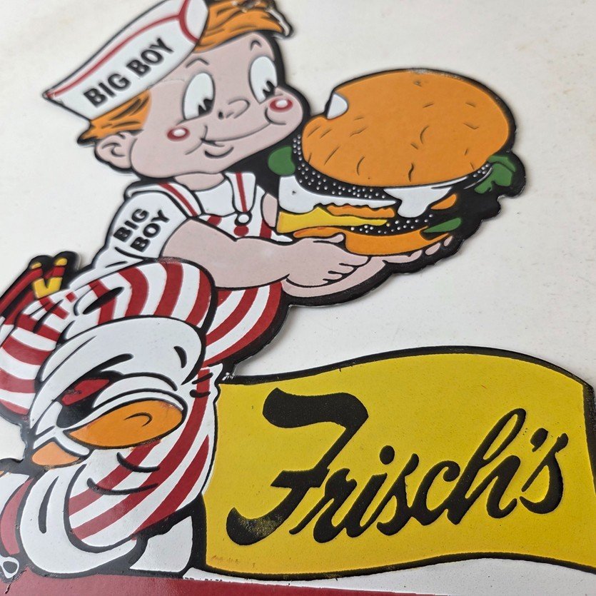Vintage Big Boy Sign - Frischs Fast Food Porcelain Gas Pump Sign - Image 4
