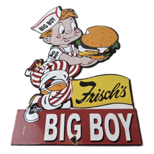 Vintage Big Boy Sign - Frischs Fast Food Porcelain Gas Pump Sign