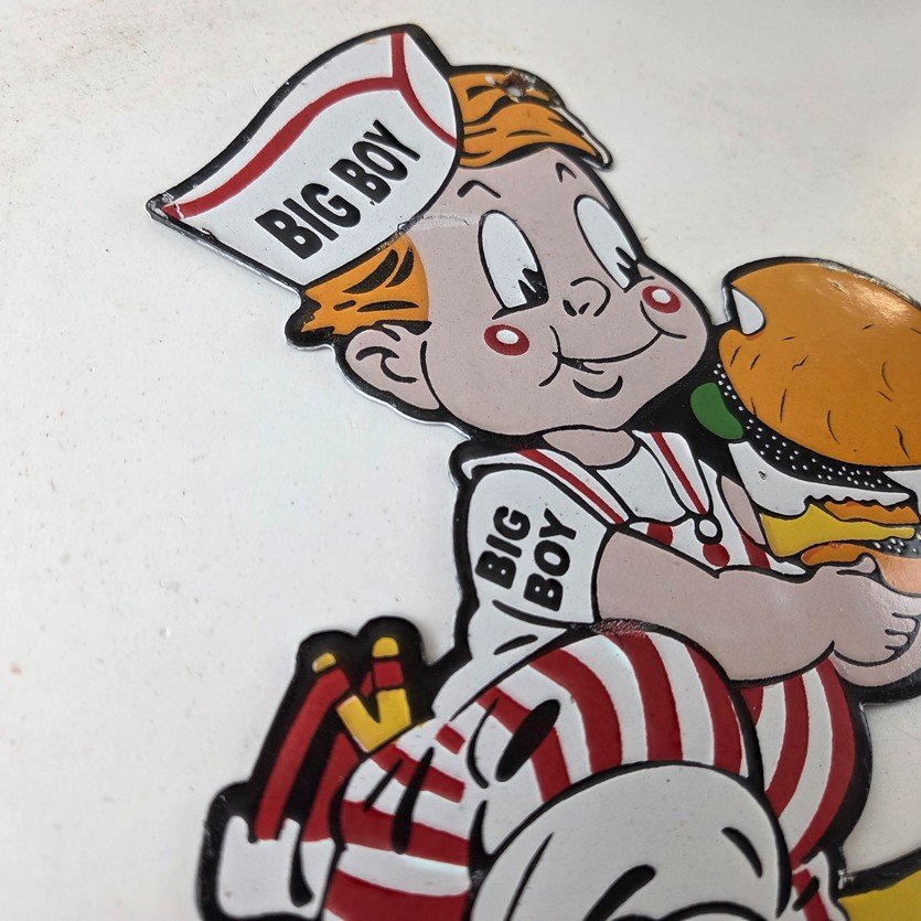 Vintage Big Boy Sign - Frischs Fast Food Porcelain Gas Pump Sign - Image 5