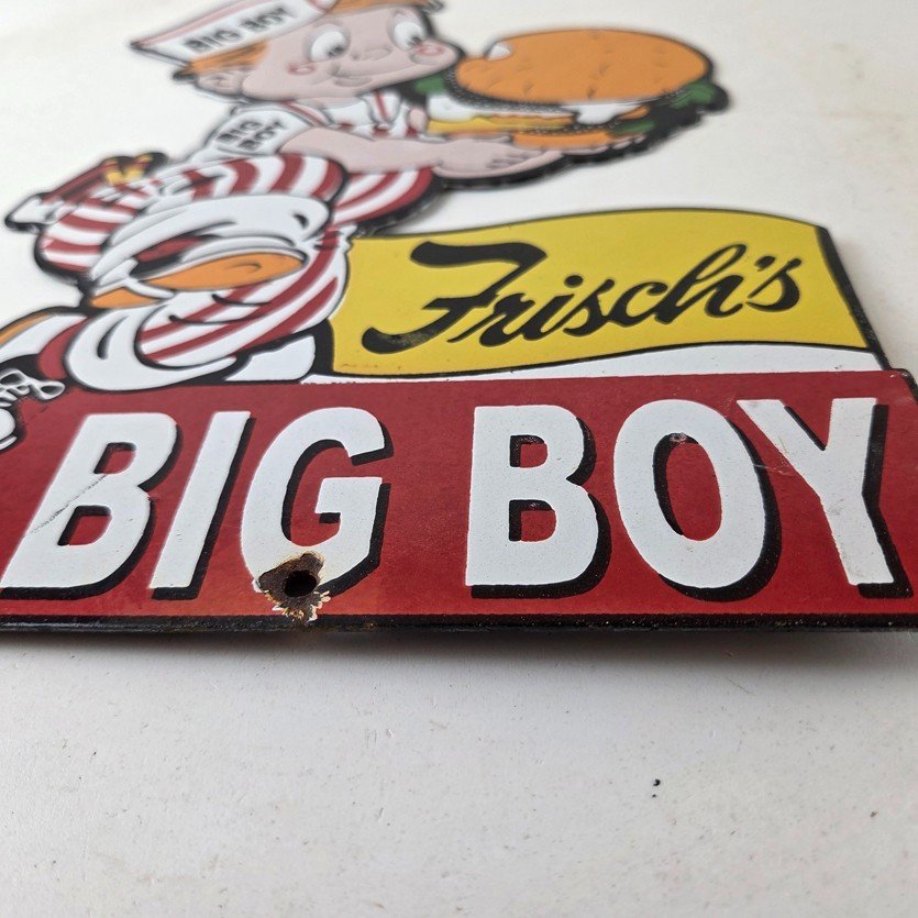Vintage Big Boy Sign - Frischs Fast Food Porcelain Gas Pump Sign - Image 10