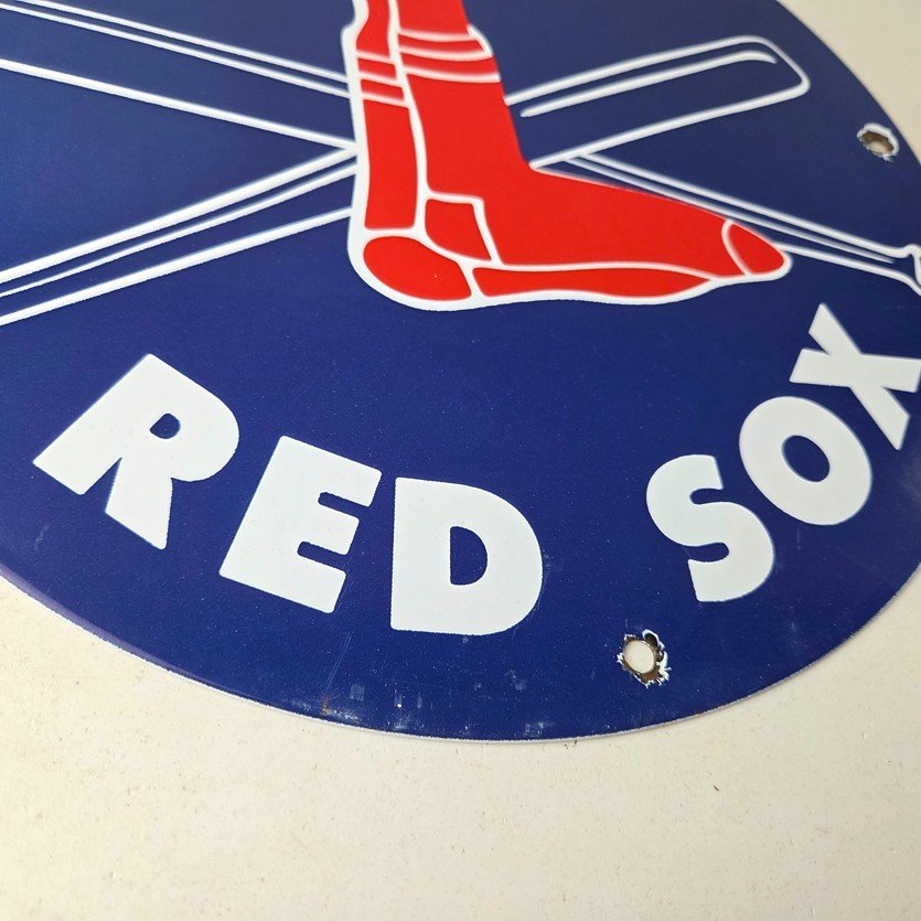 Vintage Boston Red Sox Sign - MLB Baseball Stadium Porcelain Gas Sign - Image 11