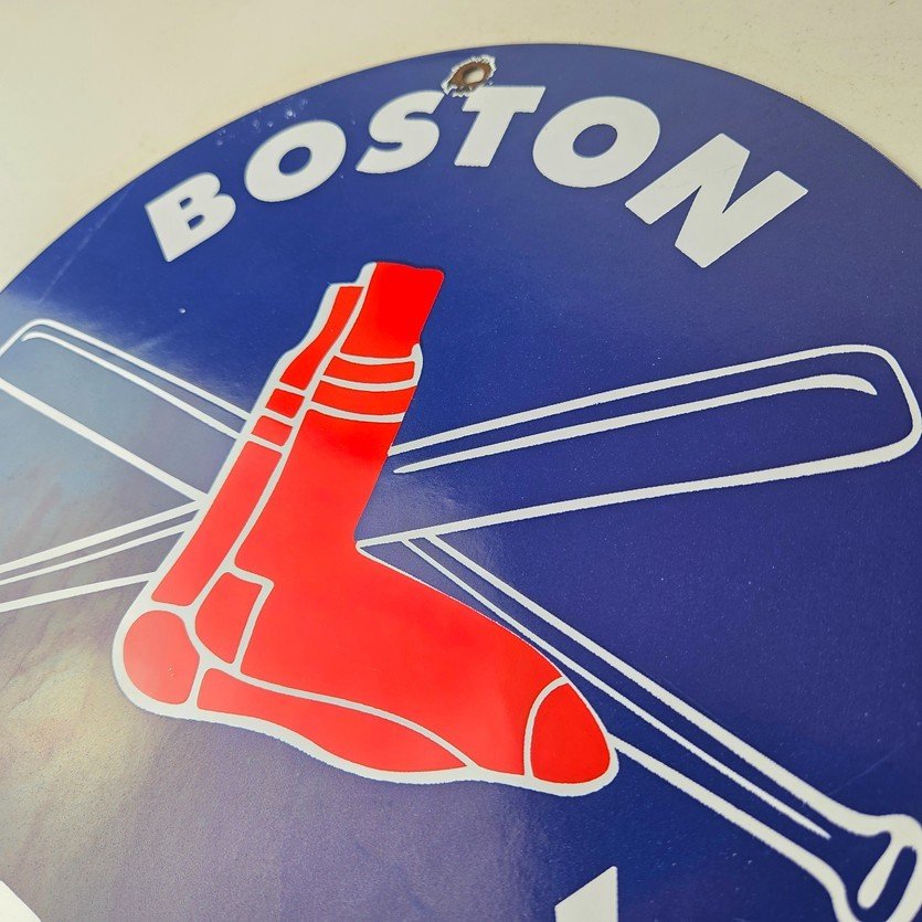 Vintage Boston Red Sox Sign - MLB Baseball Stadium Porcelain Gas Sign - Image 12