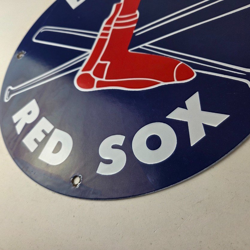 Vintage Boston Red Sox Sign - MLB Baseball Stadium Porcelain Gas Sign - Image 14