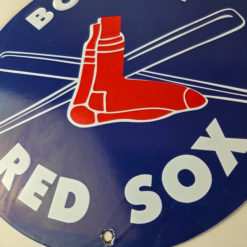 Vintage Boston Red Sox Sign - MLB Baseball Stadium Porcelain Gas Sign - Image 4