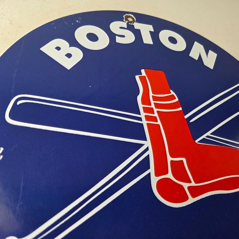 Vintage Boston Red Sox Sign - MLB Baseball Stadium Porcelain Gas Sign - Image 5