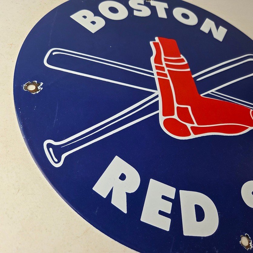 Vintage Boston Red Sox Sign - MLB Baseball Stadium Porcelain Gas Sign - Image 6