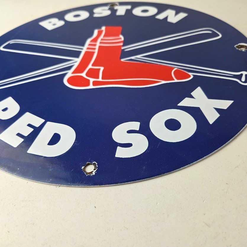Vintage Boston Red Sox Sign - MLB Baseball Stadium Porcelain Gas Sign - Image 10