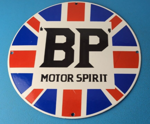 Vintage British Petroleum Sign UK BP Motor Spirit Gas Pump Porcelain Sign 305848910588