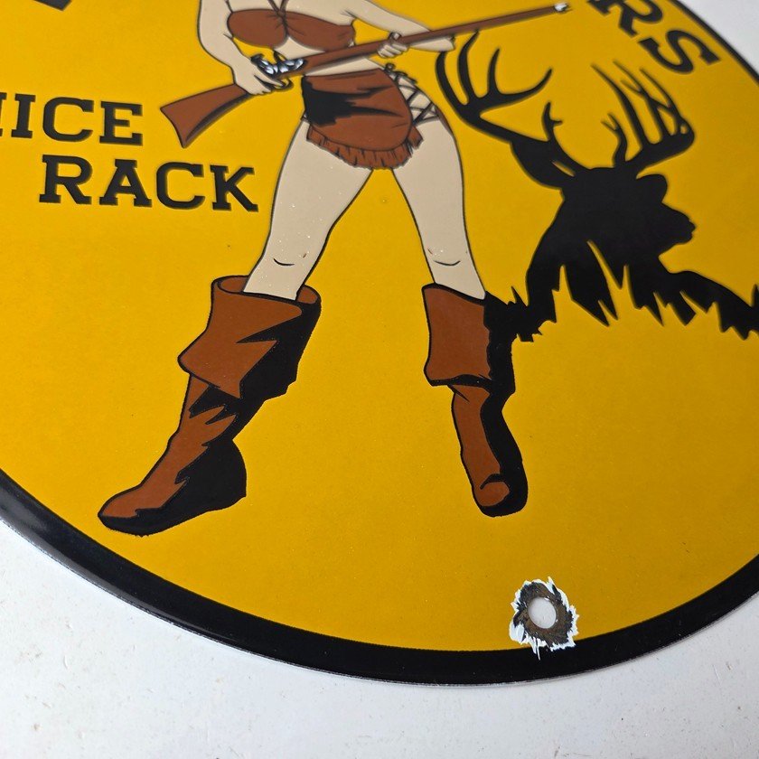 Vintage Browning Rifles Sign - Size Matters Deer Hunting Guns Porcelain Gas Sign - Image 11