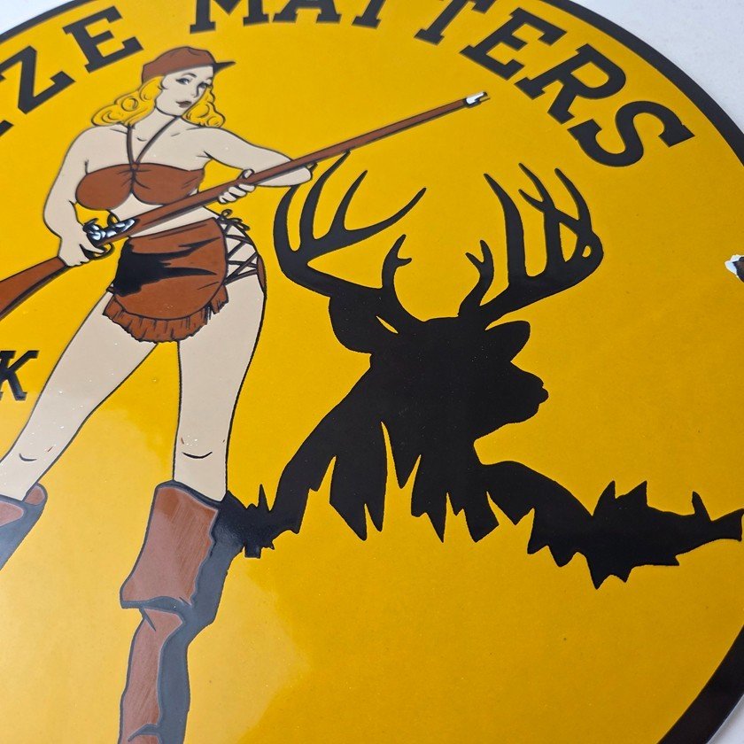Vintage Browning Rifles Sign - Size Matters Deer Hunting Guns Porcelain Gas Sign - Image 4