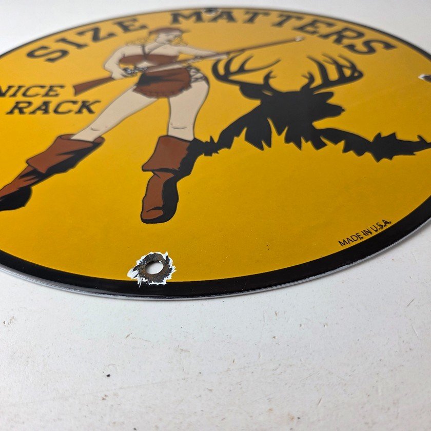 Vintage Browning Rifles Sign - Size Matters Deer Hunting Guns Porcelain Gas Sign - Image 10