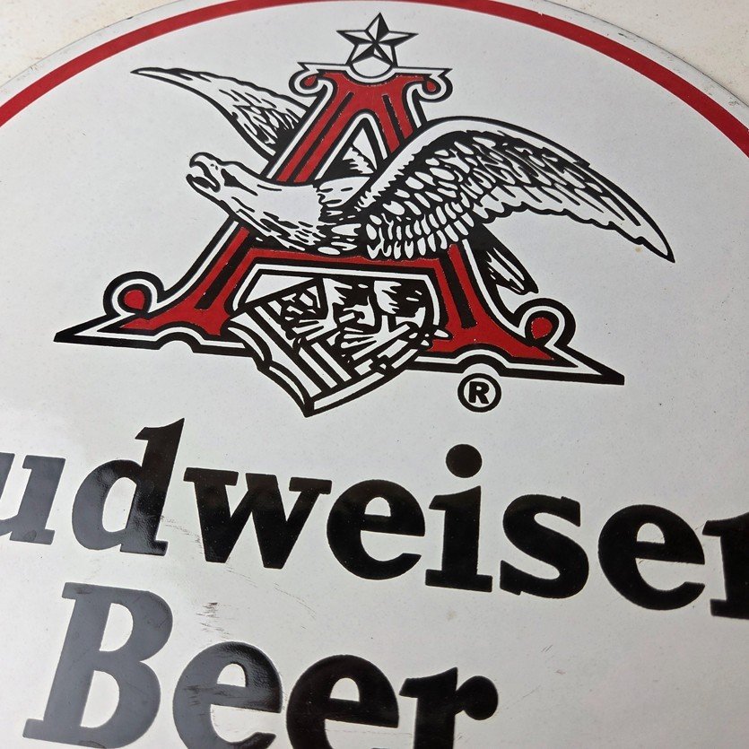 Vintage Budweiser Beer Sign - Adult Beverage Anheuser Busch Porcelain Sign - Image 3