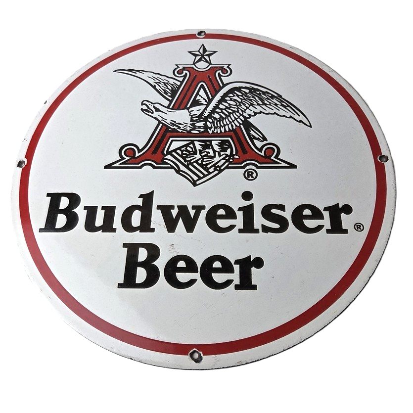 Vintage Budweiser Beer Sign - Adult Beverage Anheuser Busch Porcelain Sign