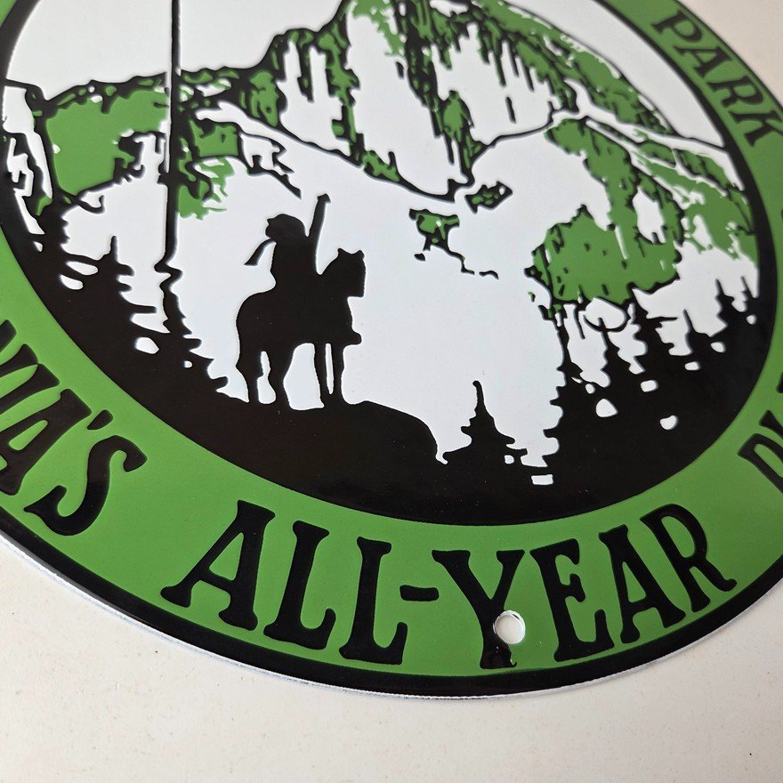 Vintage California National Park Sign - Yosemite Forest Gas Pump Porcelain Sign - Image 11