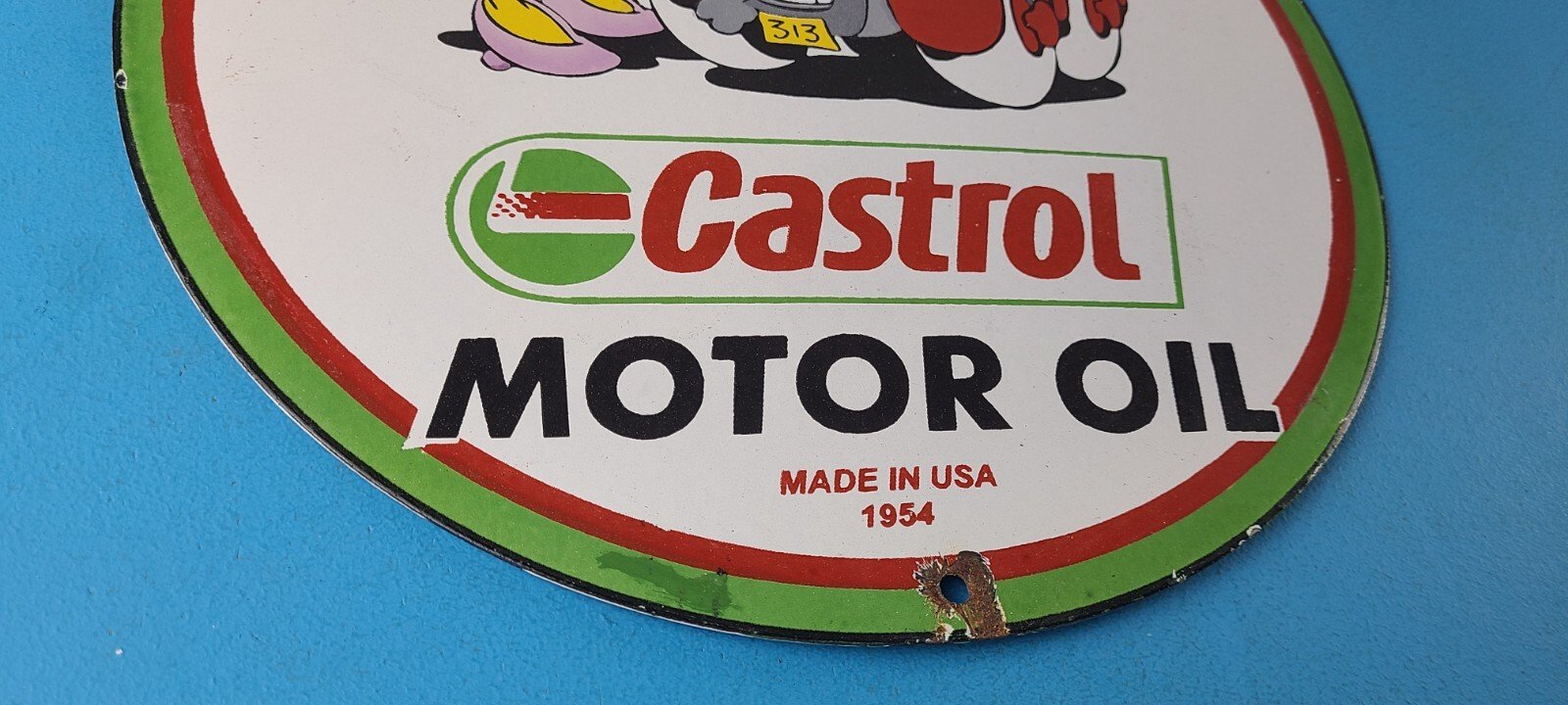 Vintage Castrol Motor Oil Sign - Motor Oil Bucket Quart Can Gas Porcelain Sign - Image 7