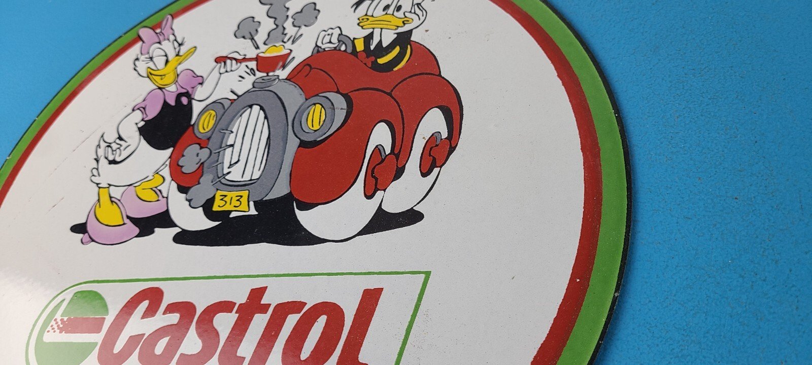 Vintage Castrol Motor Oil Sign - Motor Oil Bucket Quart Can Gas Porcelain Sign - Image 9