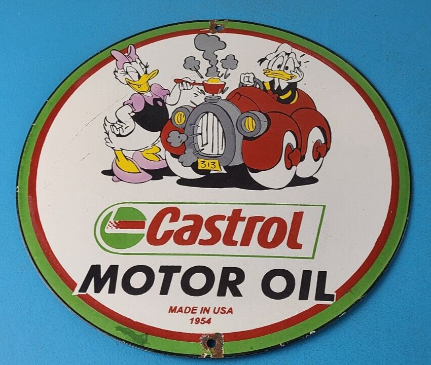 Vintage Castrol Motor Oil Sign - Motor Oil Bucket Quart Can Gas Porcelain Sign