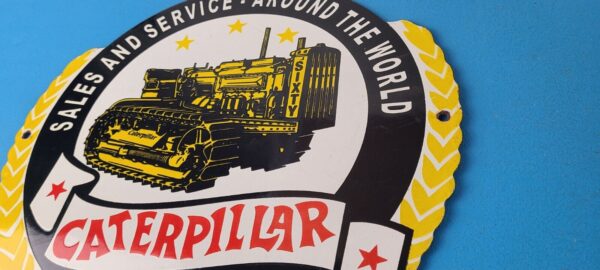 Vintage Caterpillar Sign Gas Pump Automotive Trucks Service Porcelain Sign 305870567938 8