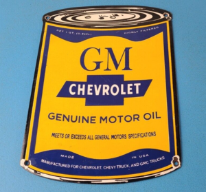 Vintage Chevrolet Sign General Motors Oil Can Gas Pump Porcelain Sign 305905665428