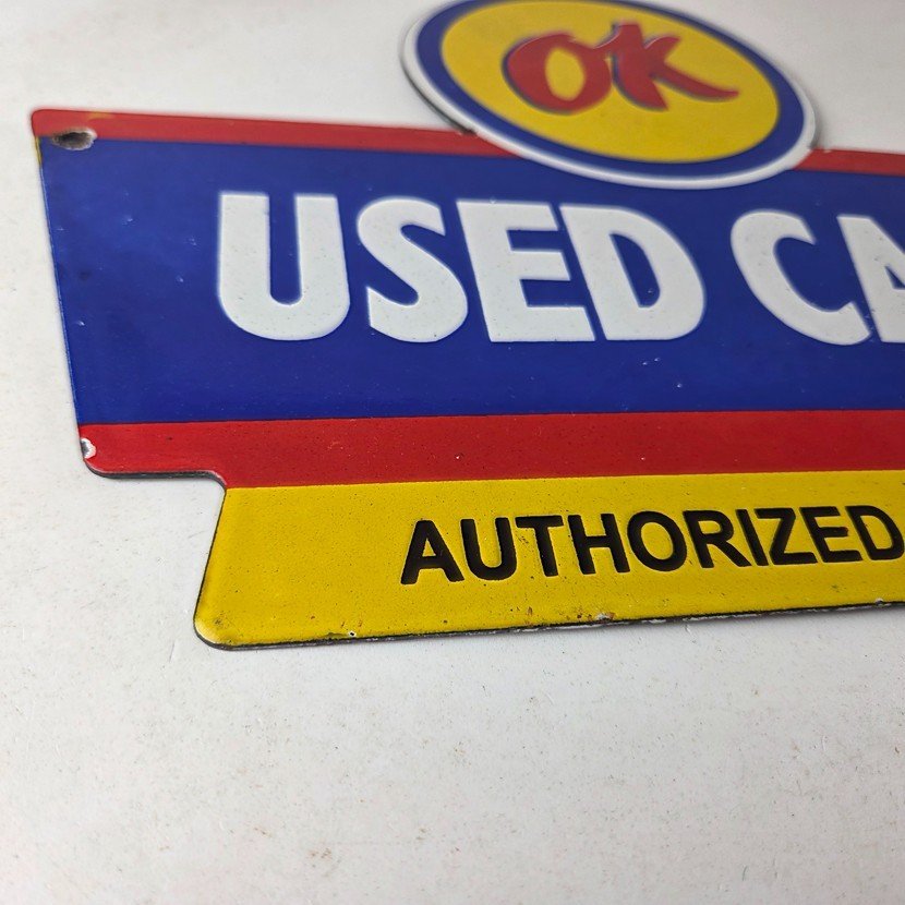 Vintage Chevrolet Sign - Used Cars Automobile Motors Gas Pump Porcelain Sign - Image 11