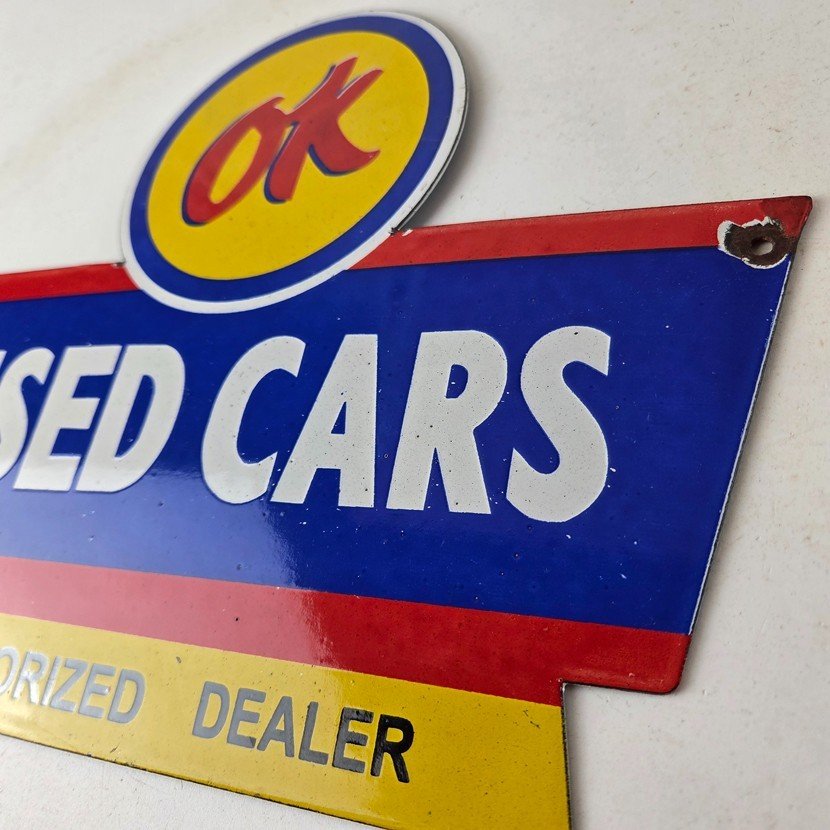 Vintage Chevrolet Sign - Used Cars Automobile Motors Gas Pump Porcelain Sign - Image 13