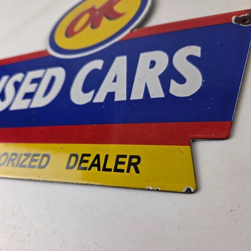 Vintage Chevrolet Sign - Used Cars Automobile Motors Gas Pump Porcelain Sign - Image 14