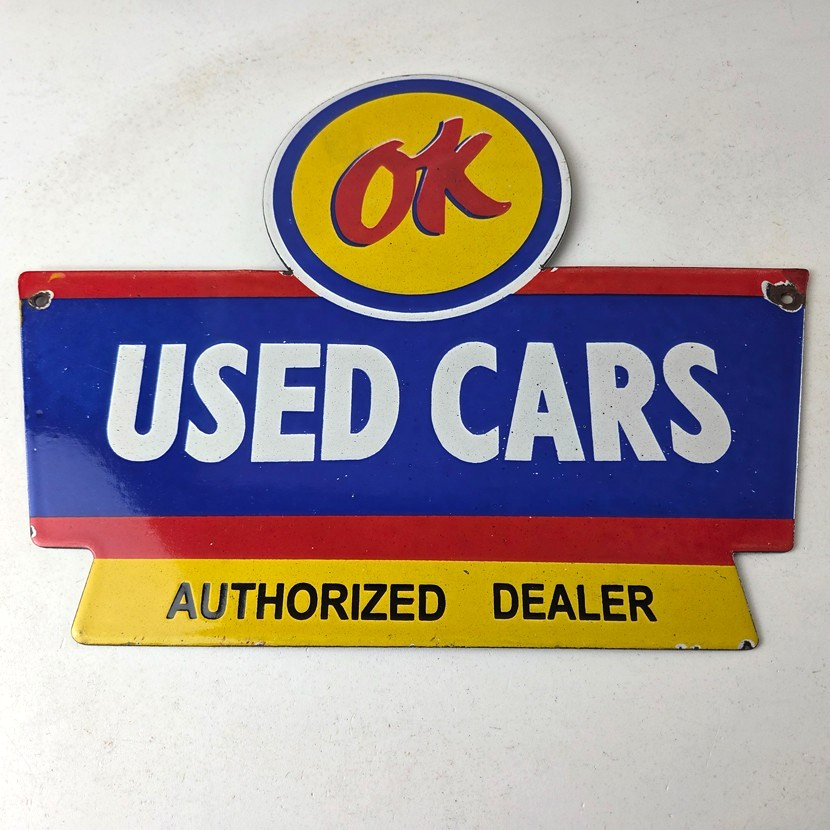 Vintage Chevrolet Sign - Used Cars Automobile Motors Gas Pump Porcelain Sign - Image 15