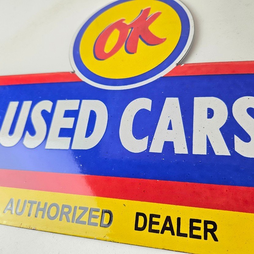 Vintage Chevrolet Sign - Used Cars Automobile Motors Gas Pump Porcelain Sign - Image 4