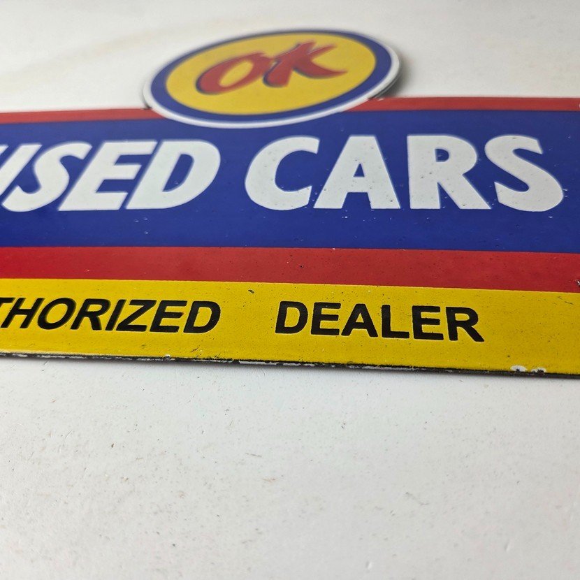 Vintage Chevrolet Sign - Used Cars Automobile Motors Gas Pump Porcelain Sign - Image 10