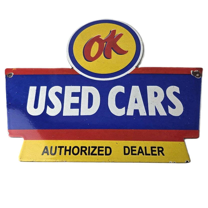 Vintage Chevrolet Sign - Used Cars Automobile Motors Gas Pump Porcelain Sign