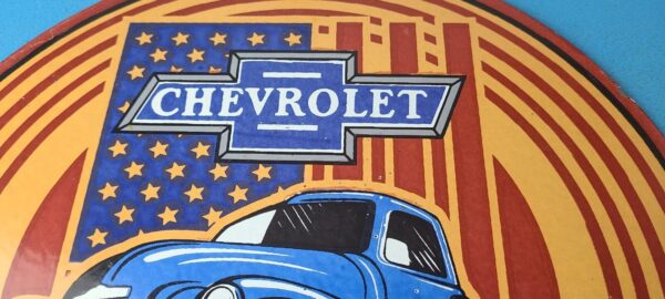 Vintage Chevrolet Trucks Sign Porcelain Bow Tie Classic Pickup Gas Pump Sign 305665506508 2