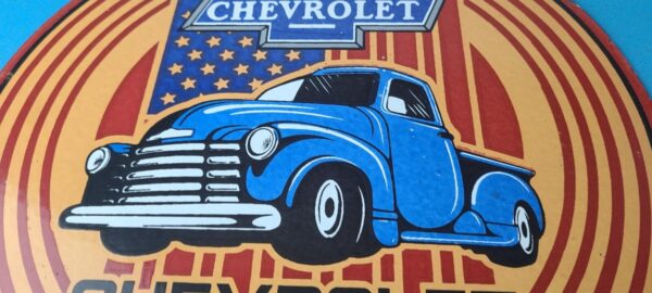 Vintage Chevrolet Trucks Sign Porcelain Bow Tie Classic Pickup Gas Pump Sign 305665506508 3