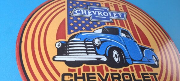 Vintage Chevrolet Trucks Sign Porcelain Bow Tie Classic Pickup Gas Pump Sign 305665506508 5