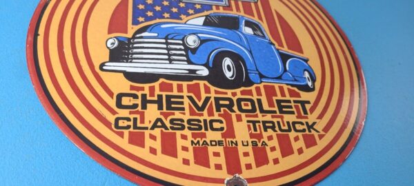 Vintage Chevrolet Trucks Sign Porcelain Bow Tie Classic Pickup Gas Pump Sign 305665506508 6