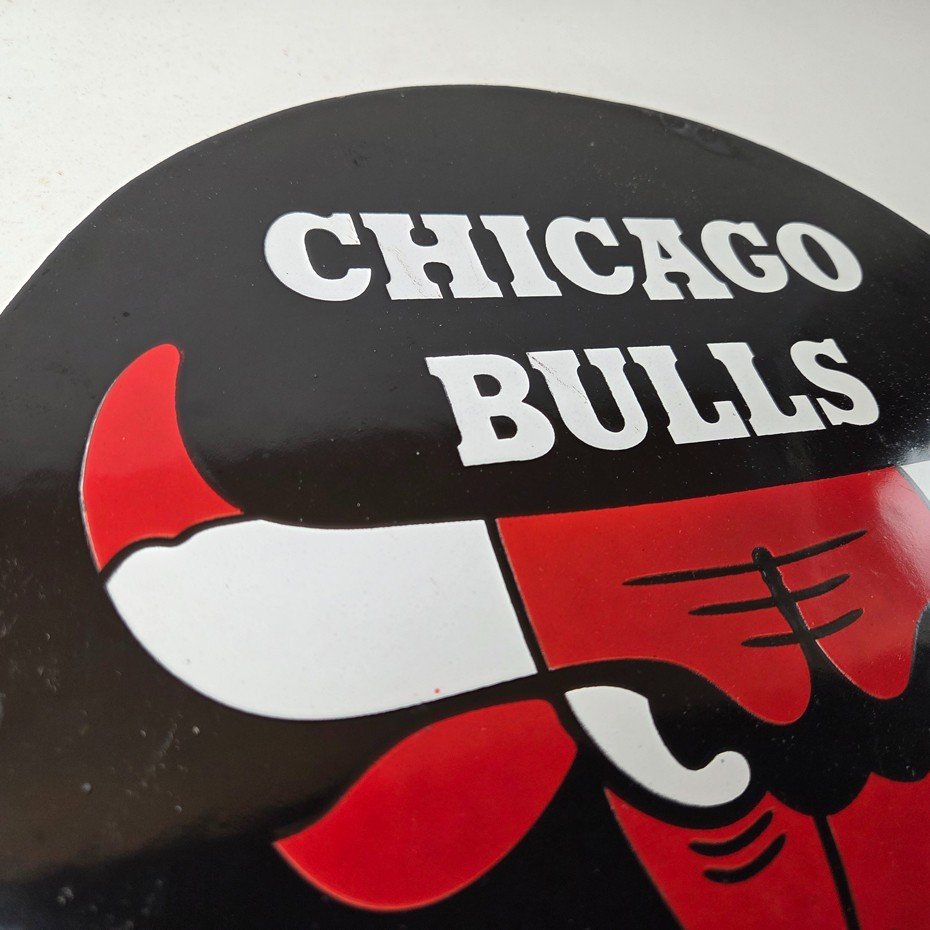 Vintage Chicago Bulls Sign - NBA Basketball Stadium Porcelain Gas Pump Sign - Image 5