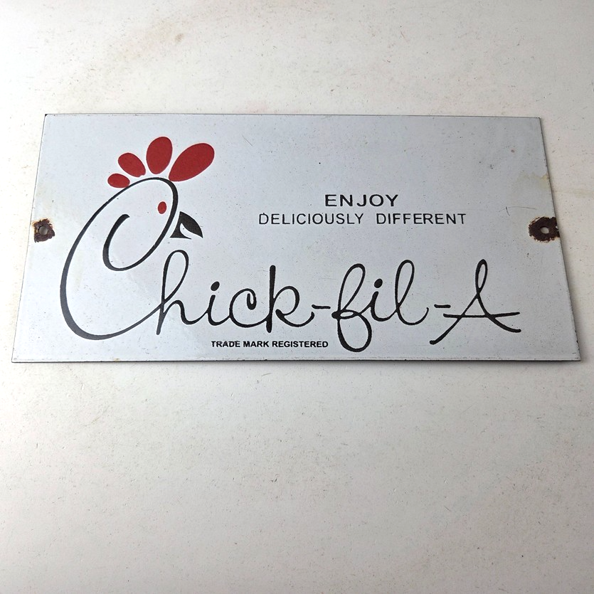 Vintage Chick Fil A Sign - Chicken Fast Food Porcelain Gas Pump Sign - Image 14