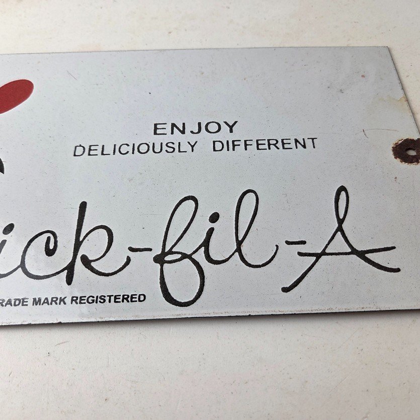 Vintage Chick Fil A Sign - Chicken Fast Food Porcelain Gas Pump Sign - Image 4