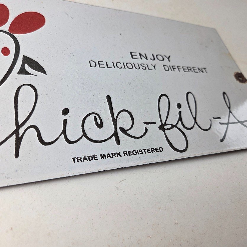 Vintage Chick Fil A Sign - Chicken Fast Food Porcelain Gas Pump Sign - Image 10