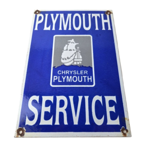 Vintage Chrysler Plymouth Sign - Old Automobile Gas Service Porcelain Sales Sign