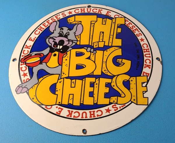 Vintage Chuck E Cheese Sign Porcelain Gas Pump Service Station Sign 305746555128