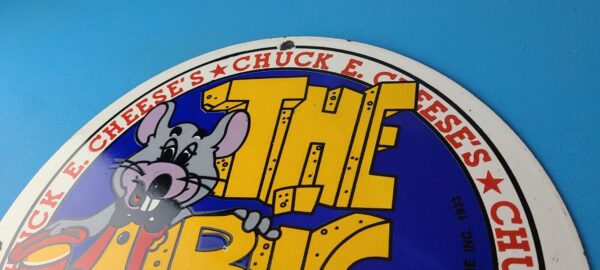 Vintage Chuck E Cheese Sign Porcelain Gas Pump Service Station Sign 305746555128 7