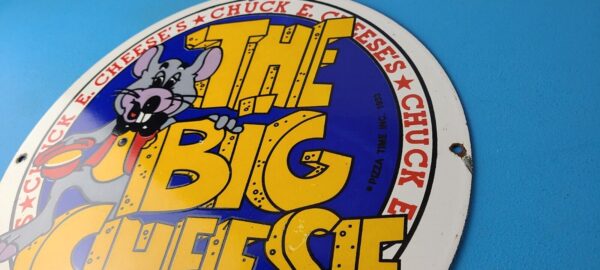 Vintage Chuck E Cheese Sign Porcelain Gas Pump Service Station Sign 305746555128 8